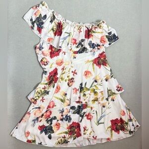 NSR Women’s Floral One Shoulder Short Dress with Ruffles size L